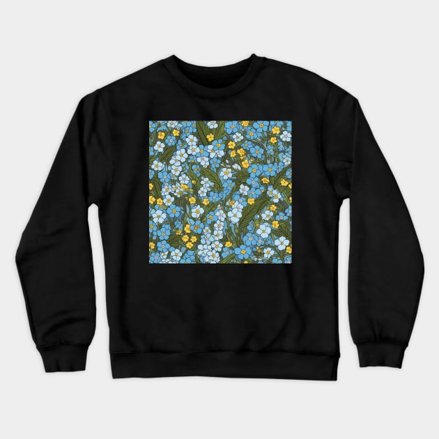 Pretty Forget-me-not Flower Pattern Crewneck Sweatshirt by kansaikate